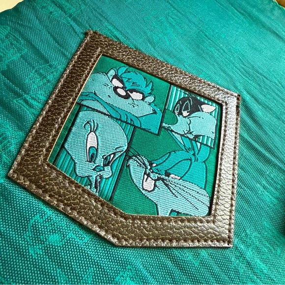 Vintage Y2K Warner Bros. Looney Tunes Green Stuart Hall Nylon 3 Ring Binder - Picture 3 of 7